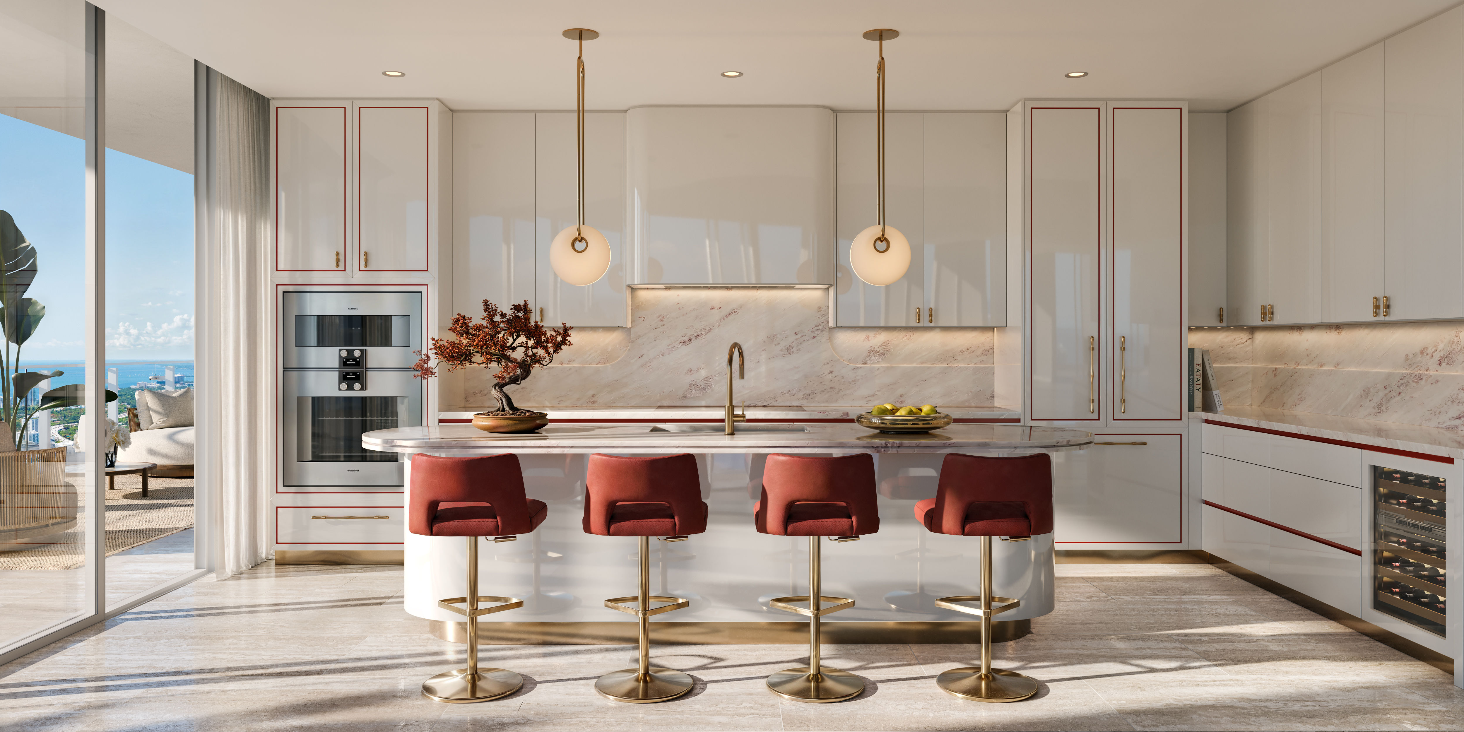 Faena Residences Miami Sky Loft gourmet kitchen with Gaggenau appliances